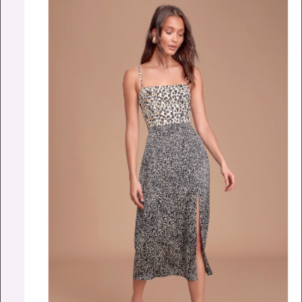 Being bold satin leopard print midi slip dress